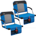 2 Pack Blue Stadium Seats with Back Support & Armrests E5921