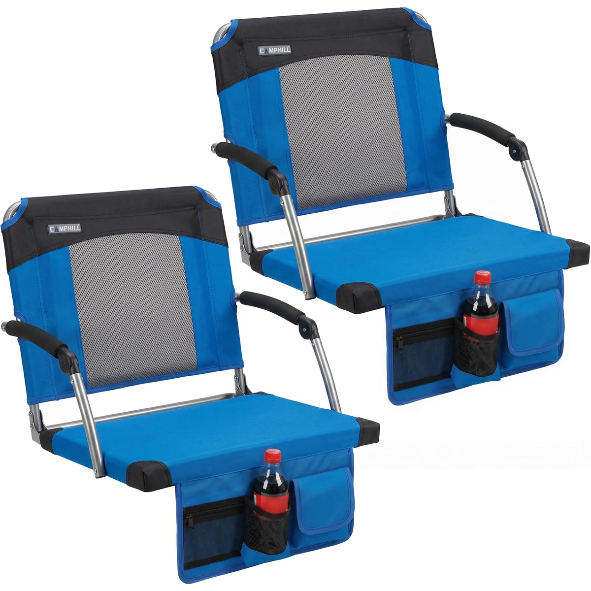 2 Pack Blue Stadium Seats with Back Support & Armrests E5921