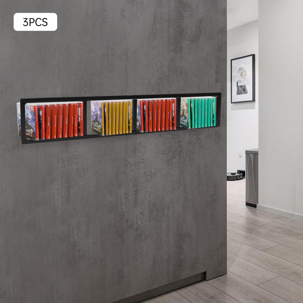 Black 3Pcs Wall Mount Media Storage Rack F2368