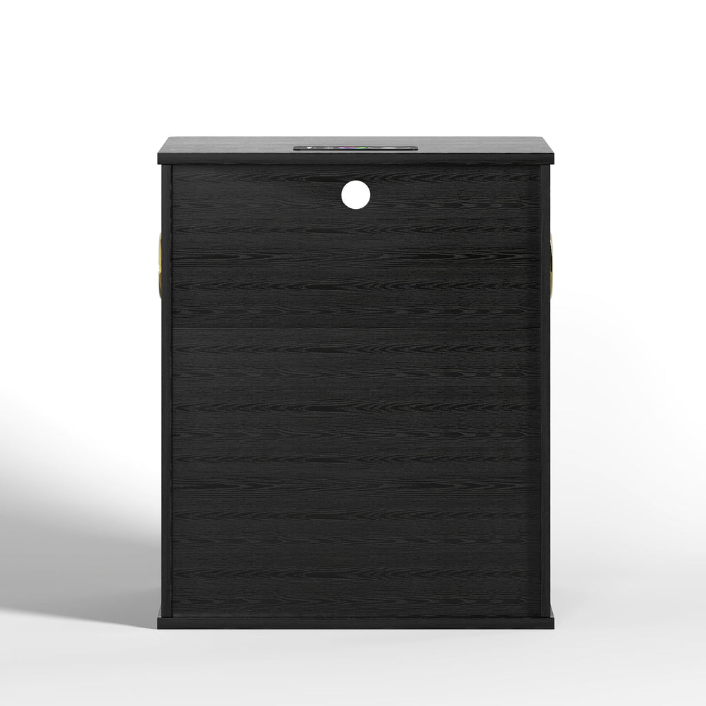 Black Smart Nightstand with Bluetooth Speaker, LED Lights, Wireless Charging, 2 Drawers & Open Shelf K87791