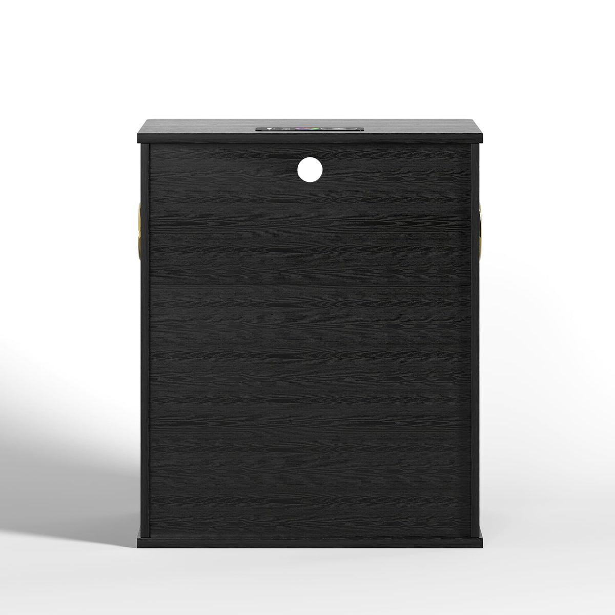 Black Smart Nightstand with Bluetooth Speaker, LED Lights, Wireless Charging, 2 Drawers & Open Shelf K87791
