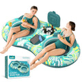 5-in-1 Pool Floats 2 Person River Tube with Backrests Built-in Cooler C1826