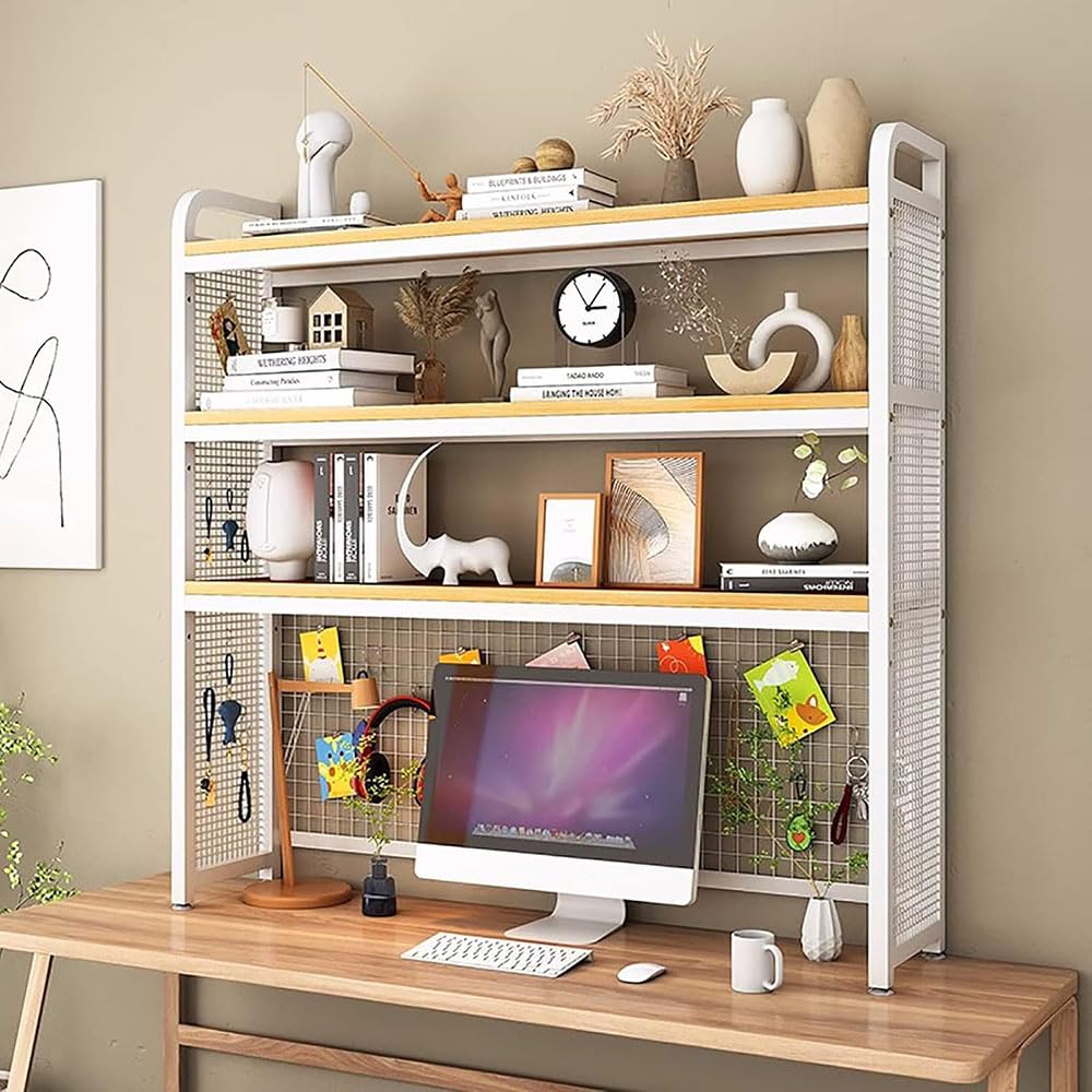 3-Tier White Wooden Desktop Bookshelf B73463