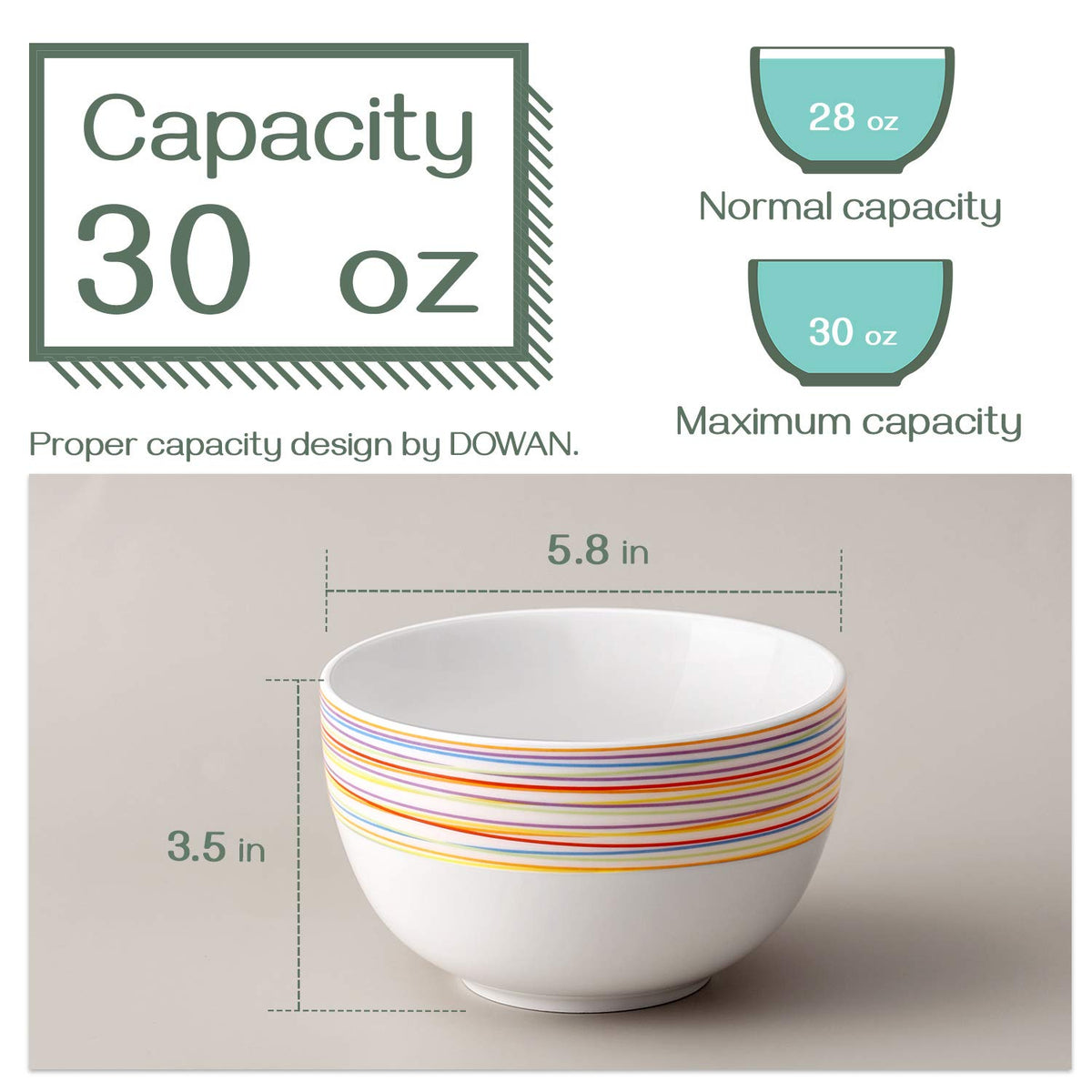 5.8" 30 Ounces Ceramic Bowls Set of 4 Q158027
