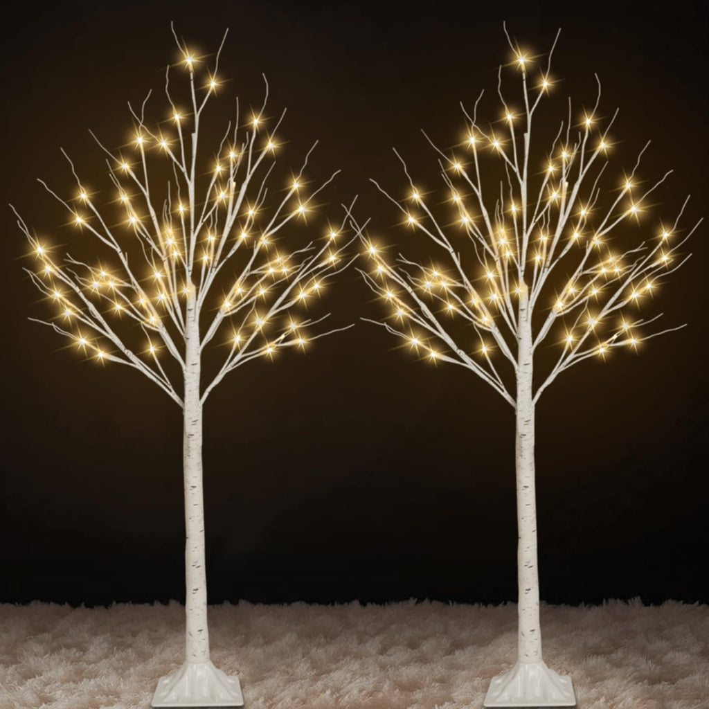 2 Pack 4FT Lighted Birch Trees X80273