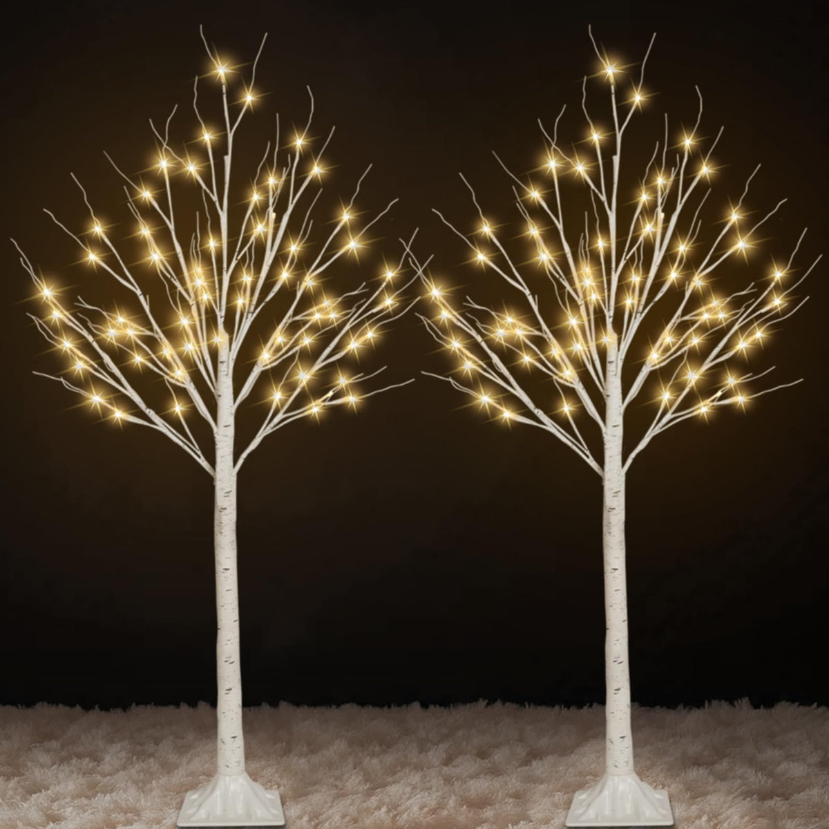 2 Pack 4FT Lighted Birch Trees X80273