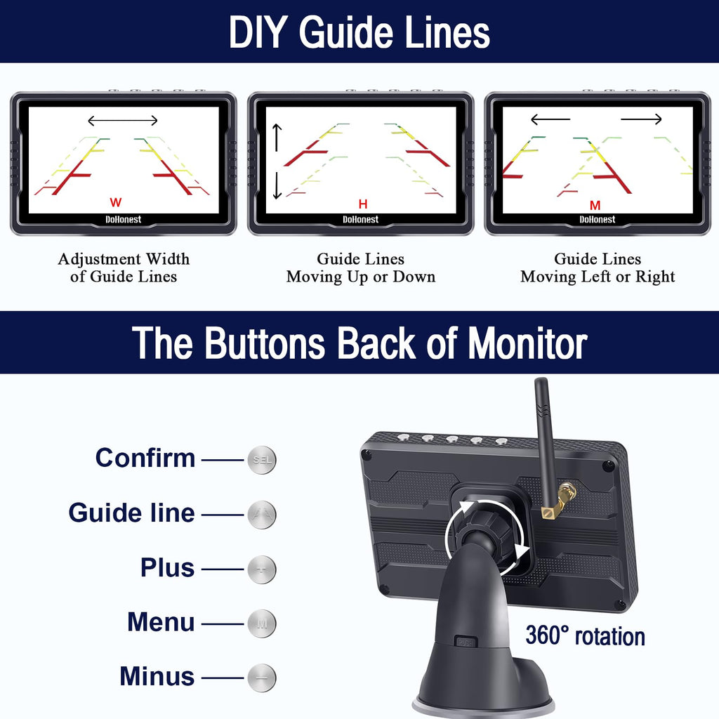 Wireless Solar Magnetic Backup Camera HD 1080P 5'' Monitor Kit T86158