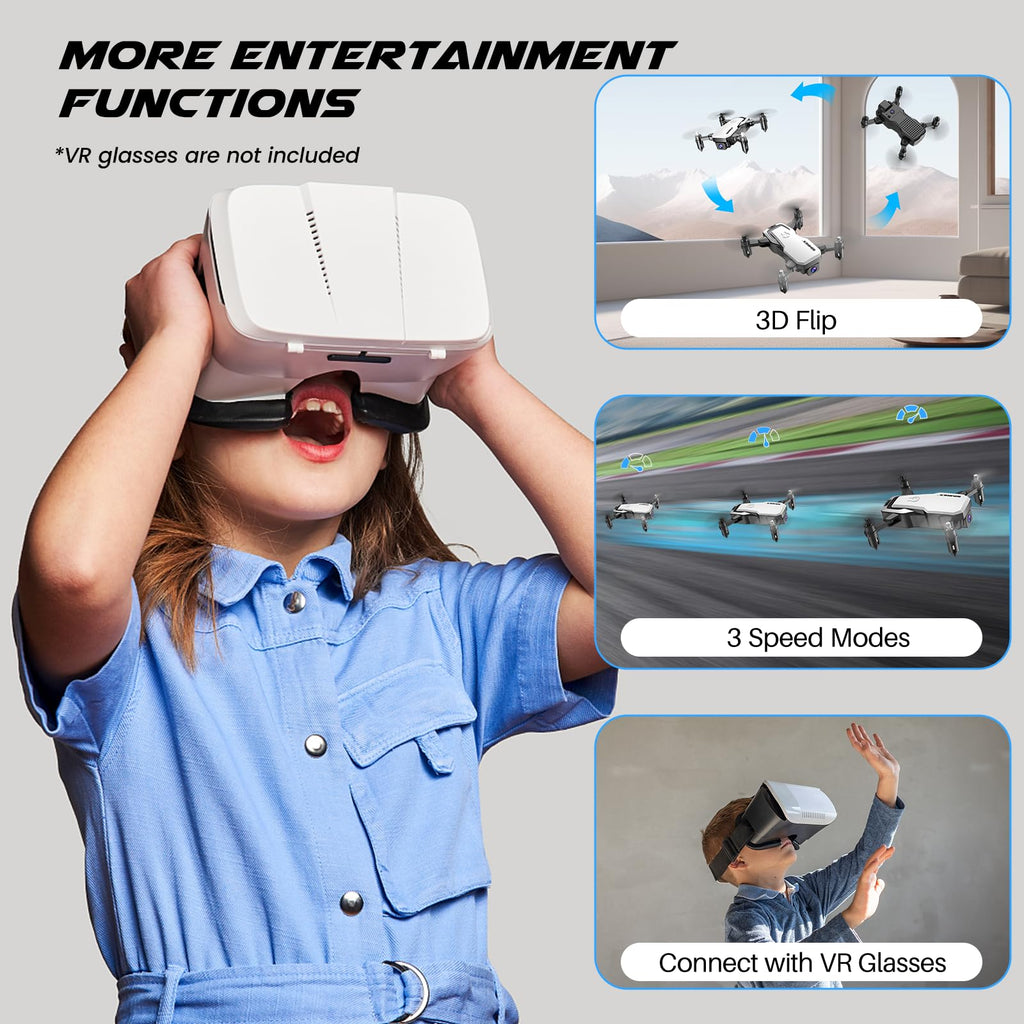 Mini Drone with 720P Camera, Foldable RC Quadcopter, White Q957507