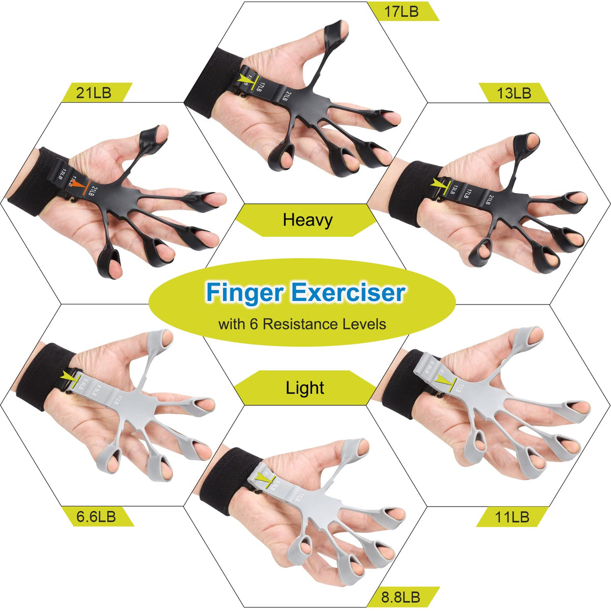 5 Pack Silicone Hand Grip Strengthener Kit H437