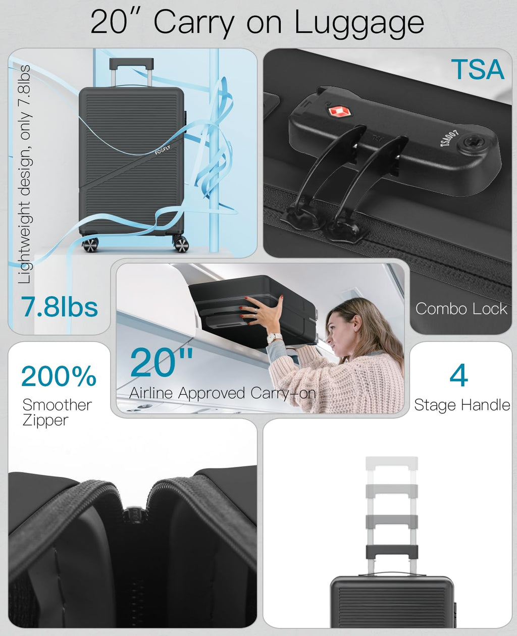 20 Inch Hardside Spinner Luggage with TSA Lock U397095