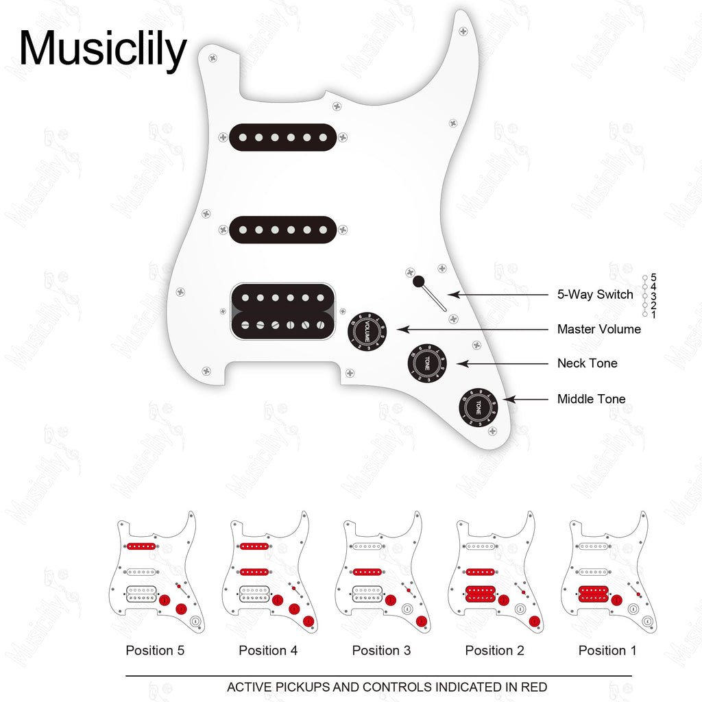 Black Pre-wired HSS Pickguard Set Q831