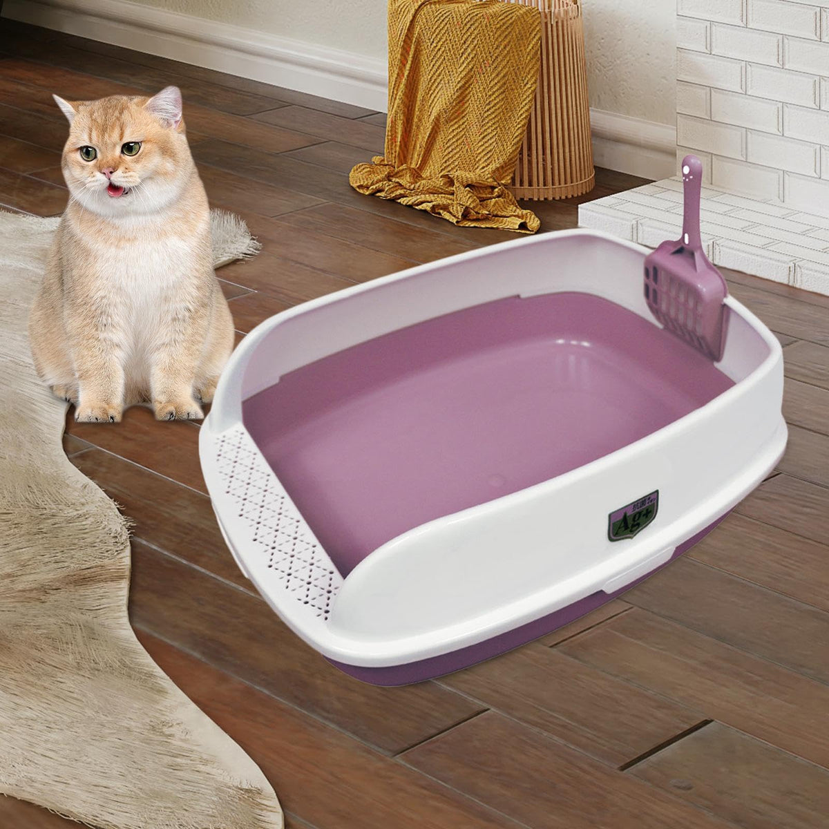 Pink Semi Enclosed Cat Litter Box F180