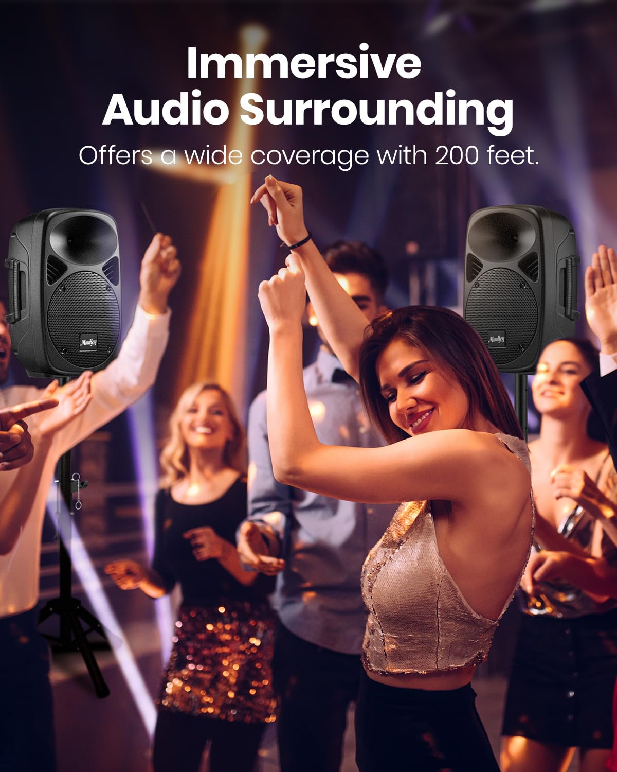 8 Inch Rechargeable PA Speakers with Tripod Stands P596022