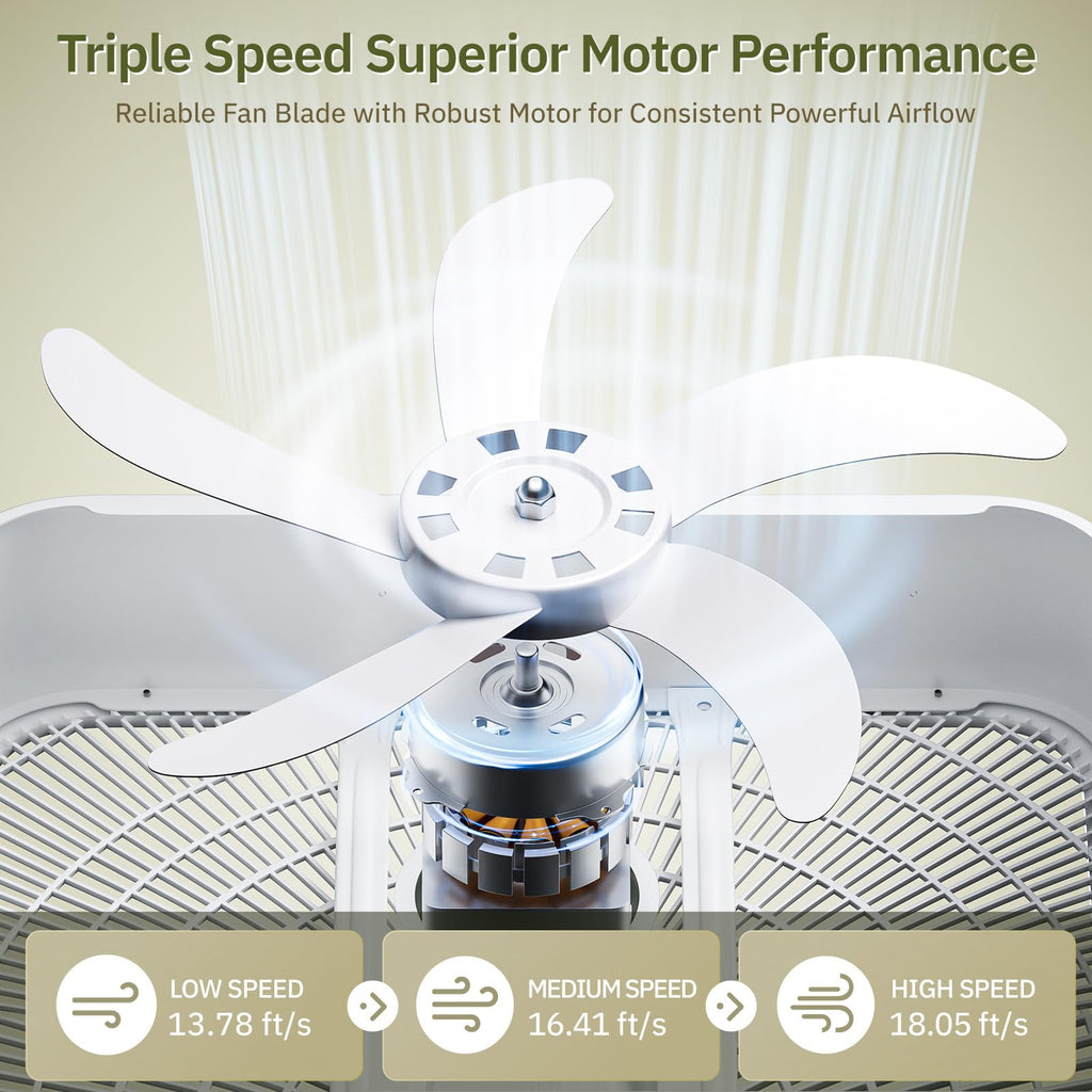 20” White 3-Speed Box Fan with Carry Handle D2852