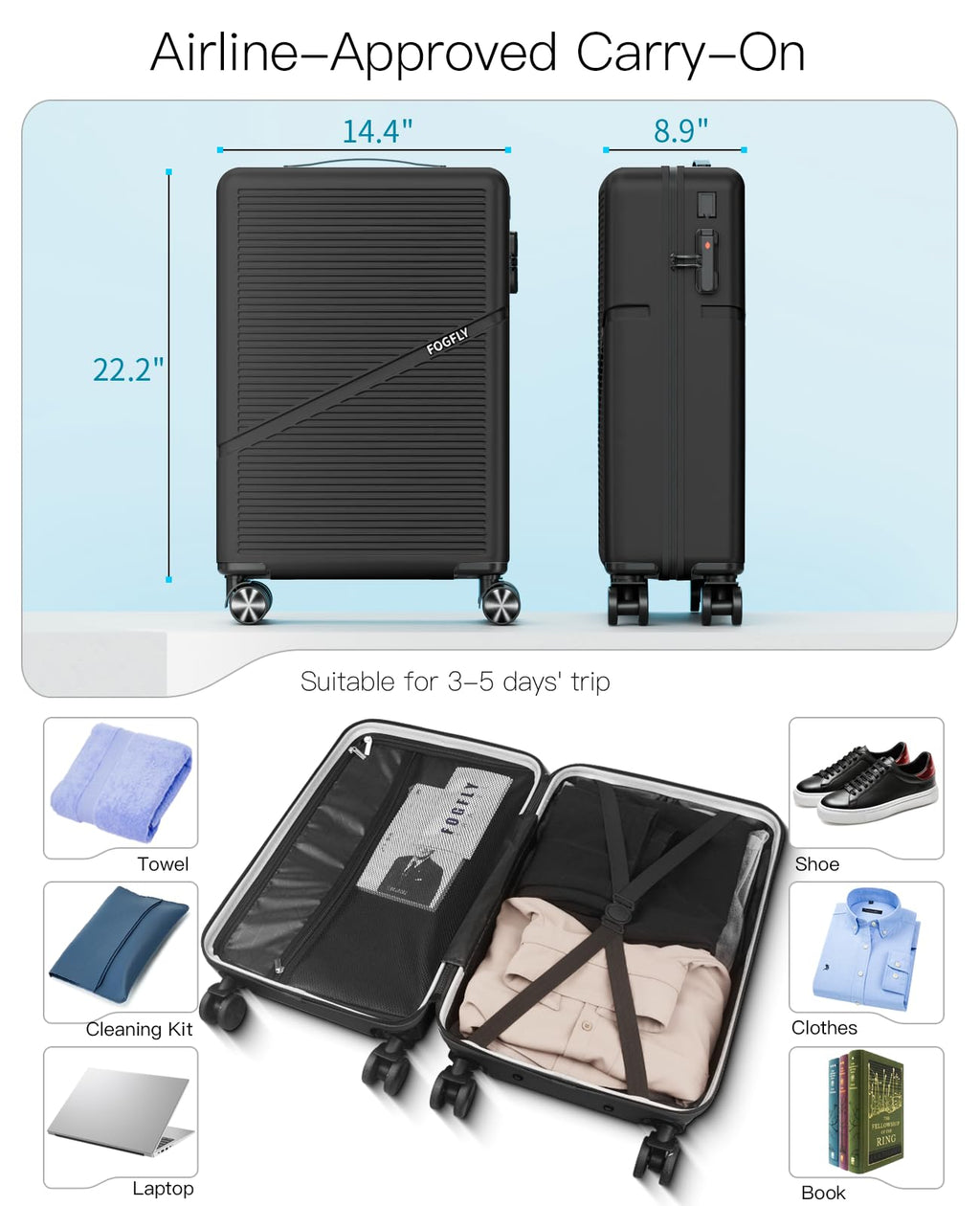 20 Inch Hardside Spinner Luggage with TSA Lock U397095