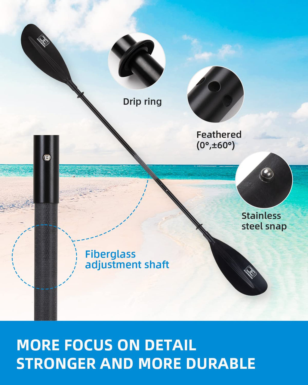 Adjustable Kayak Paddle with Paddle Leash E624939