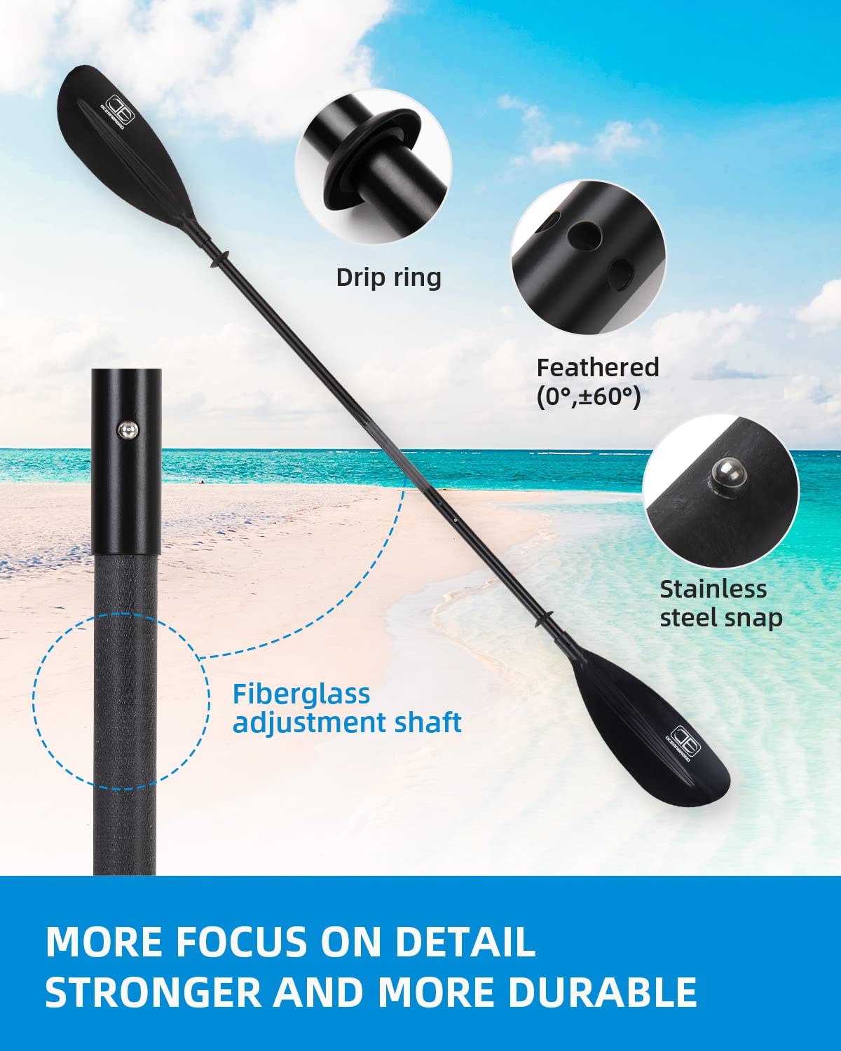 Adjustable Kayak Paddle with Paddle Leash E624939