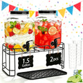 2 Pack 1.5 Gallon Glass Beverage Dispenser with Stand W17073