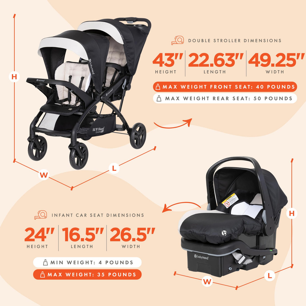 Double Stroller & 2 Car Seats H51227