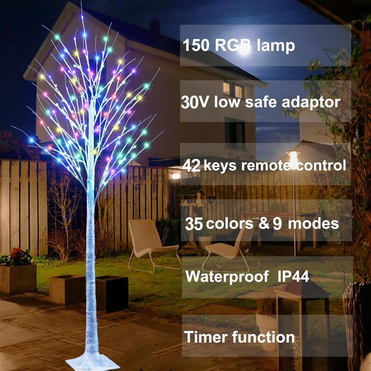 7Ft Birch Tree with LED Lights U7533