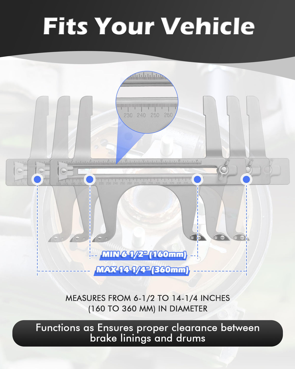Drum Brake Measuring Tool Silver I6577