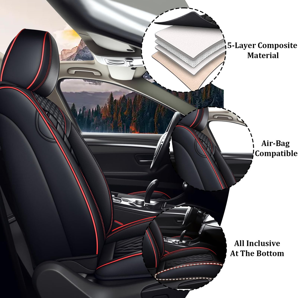 Waterproof Nappa Leather Full Set Car Seat Covers R9349