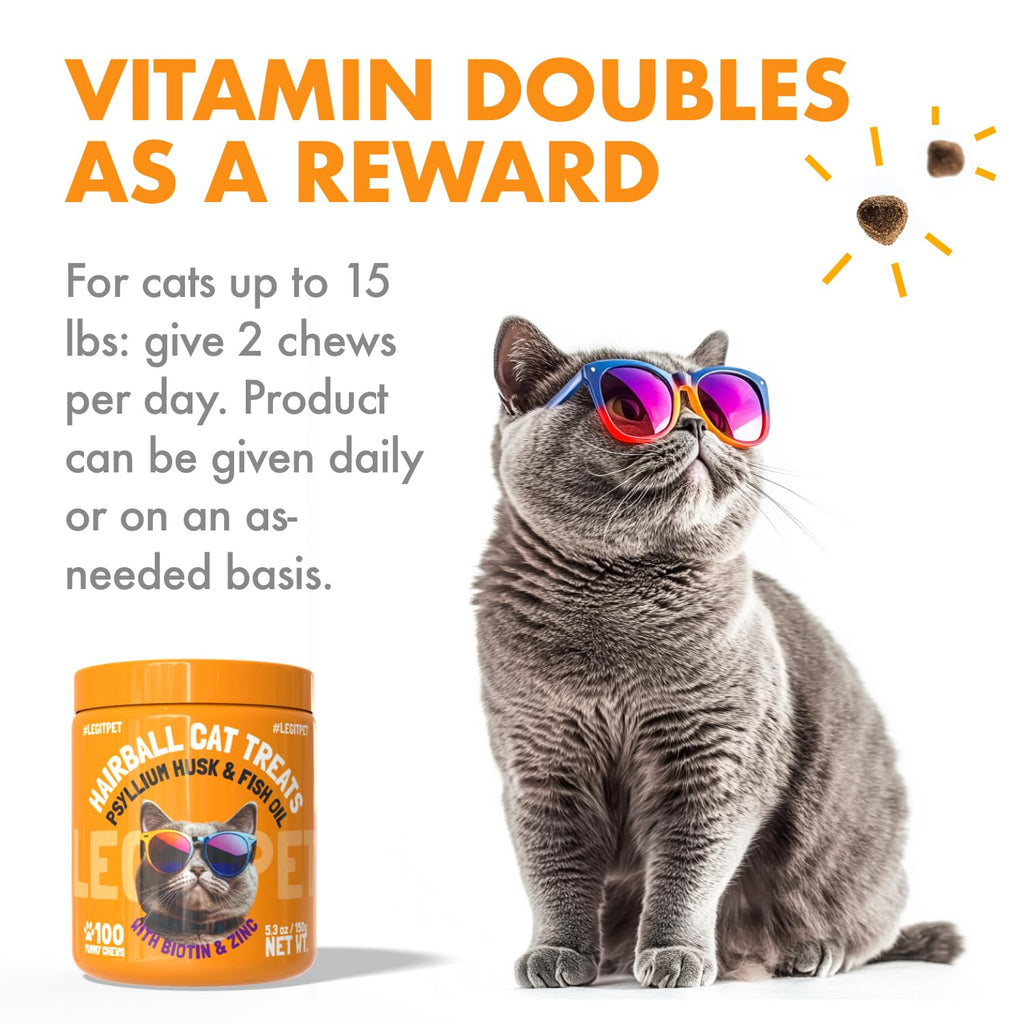 Cat Hairball Supplement with Apple Pomace and Psyllium Husk 100 Chews Q688