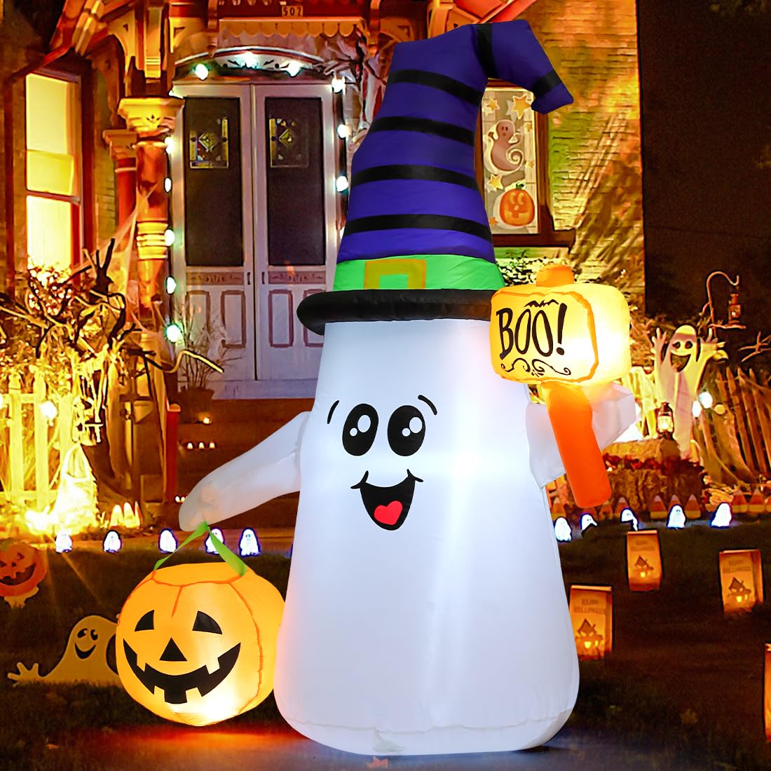 5 FT Halloween Inflatables Ghost with Built-in LEDs V4486
