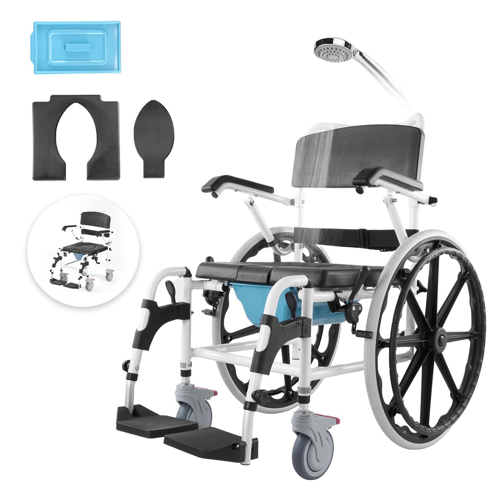 17.5in Adjustable Aluminum Shower Wheelchair with Brake V586069