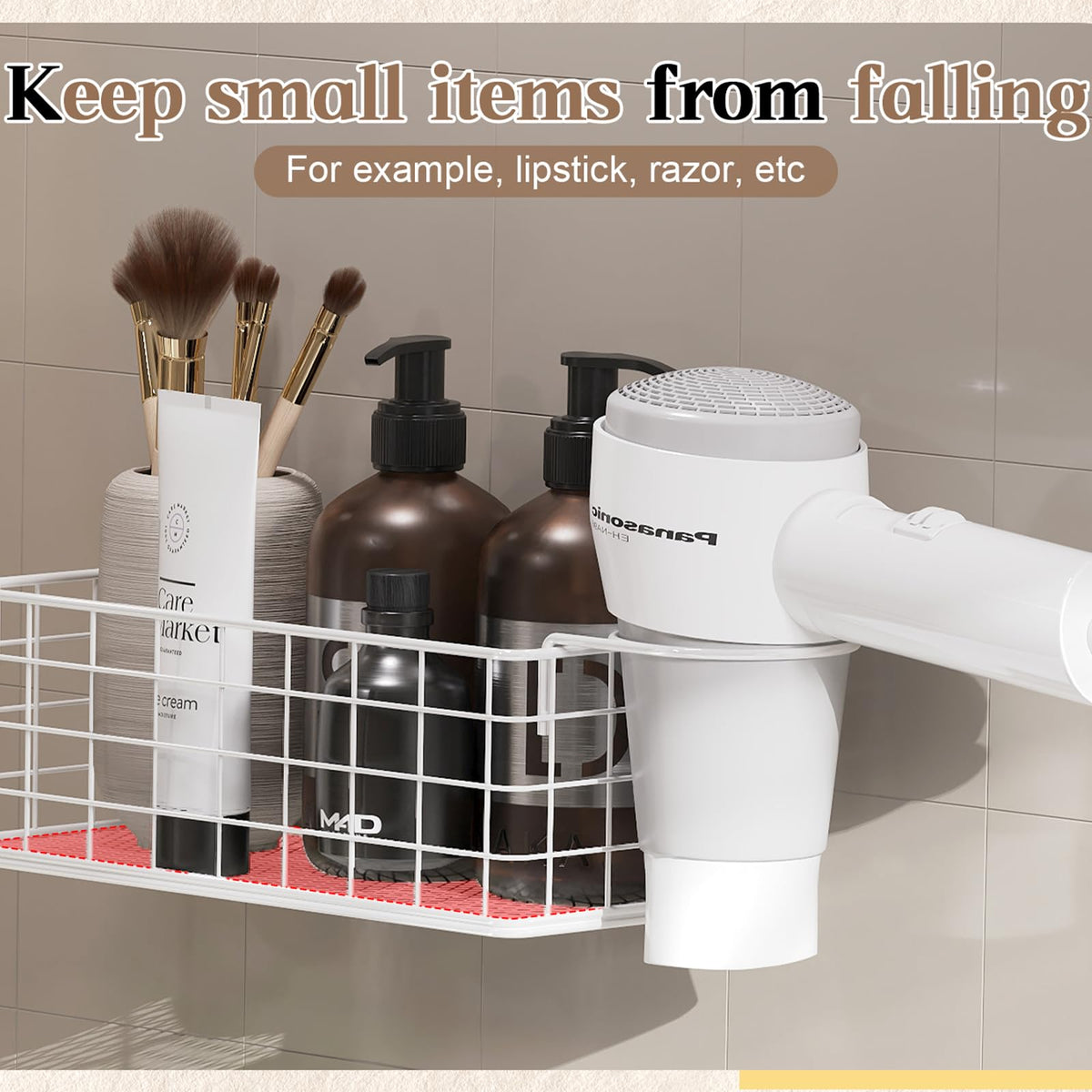 Wall-Mounted Hair Dryer Holder 4-Shelf White M316
