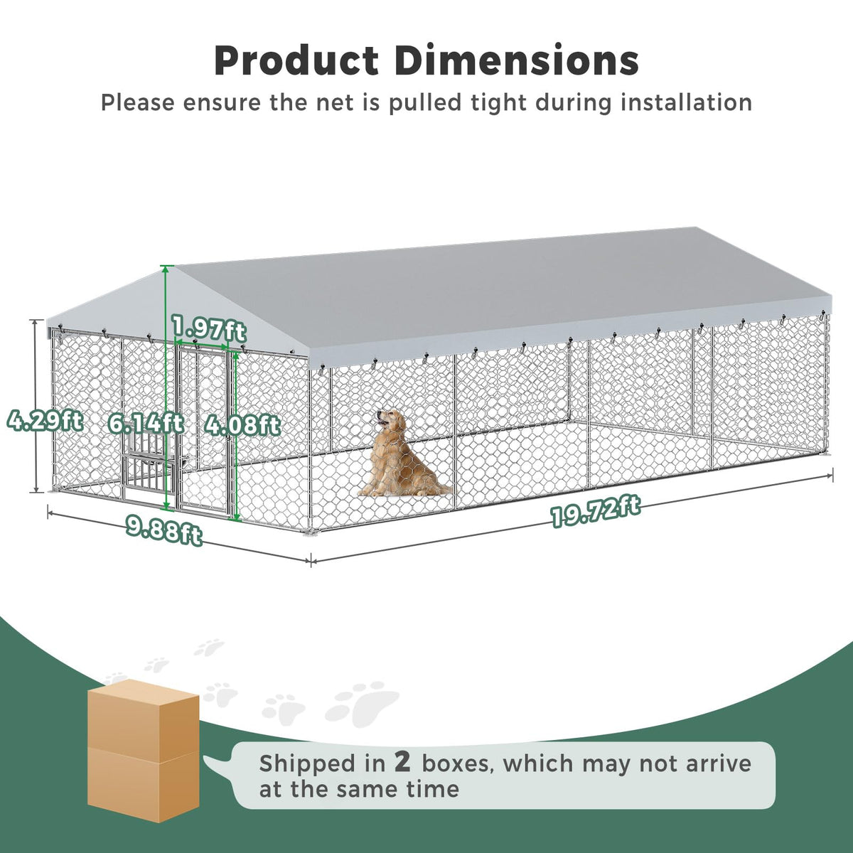 10×20FT Heavy Duty Chain Link Dog Kennel with Roof P3364