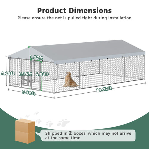 10×20FT Heavy Duty Chain Link Dog Kennel with Roof P3364