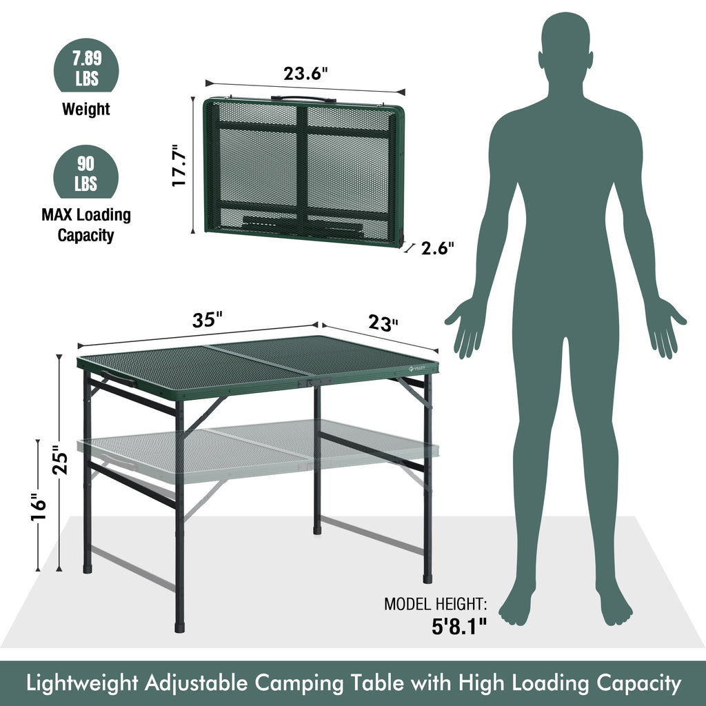 3ft Folding Aluminum Camping Table with Adjustable Legs S29891