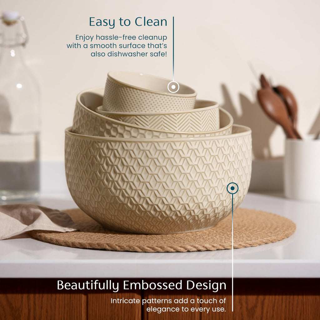 Ceramic Nesting Bowls Set of 4 Almond C446