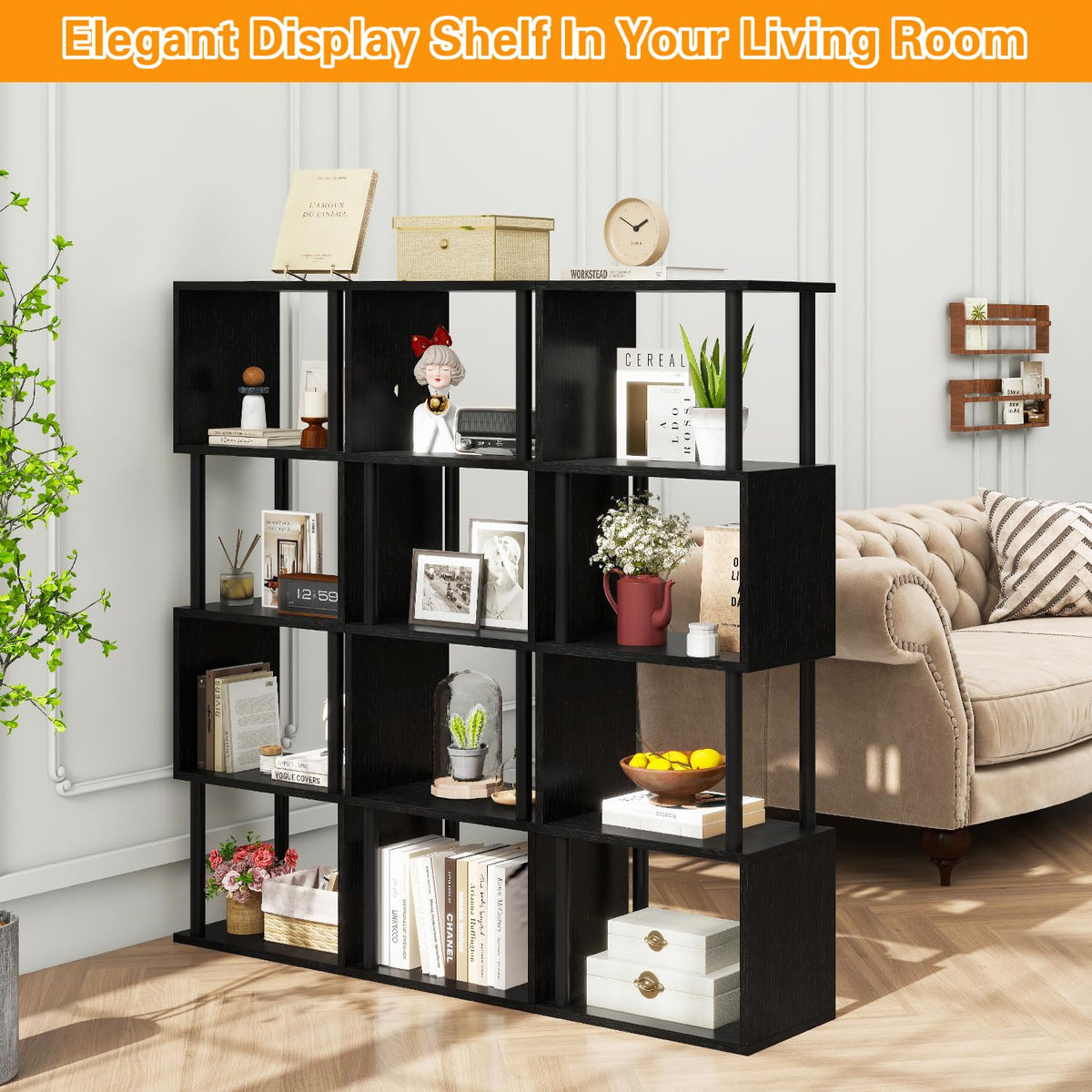 5-Tier Black Bookshelf I8265