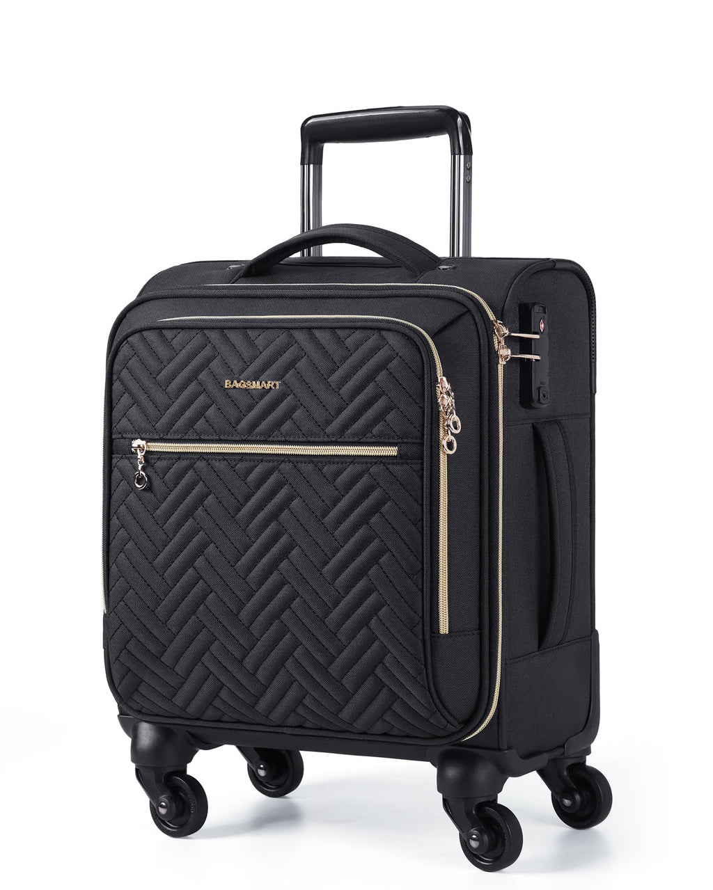 16-inch Softside Underseater Carry On Luggage with Spinner Wheels Black S2717