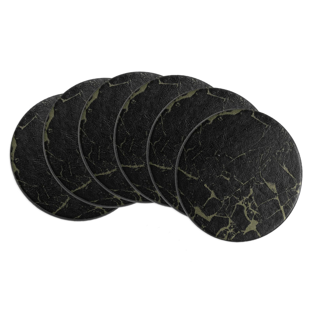 Round Drink Coasters Set of 6 Dual Sided Non-Slip Waterproof Leather Q218