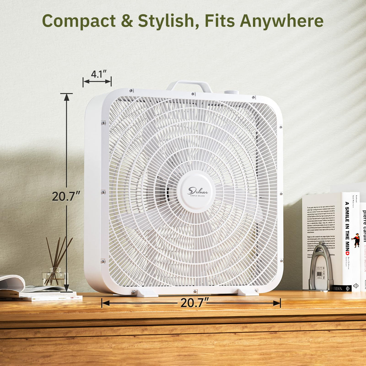 20” White 3-Speed Box Fan with Carry Handle D2852