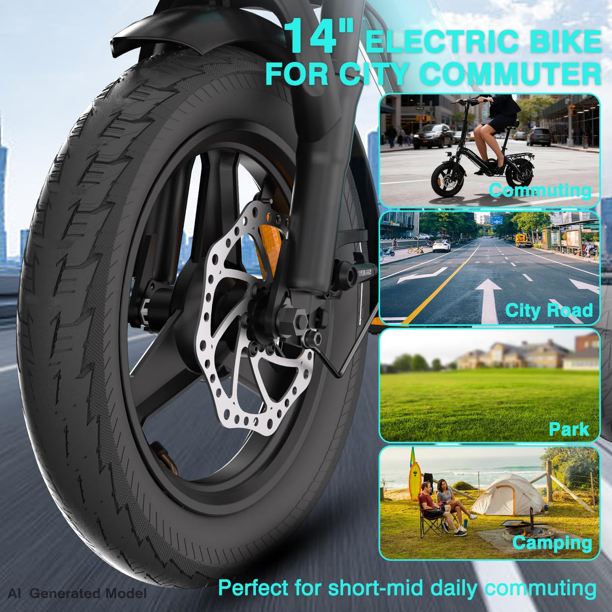 Folding Electric Bike 400W 36V 10Ah 14" P97812