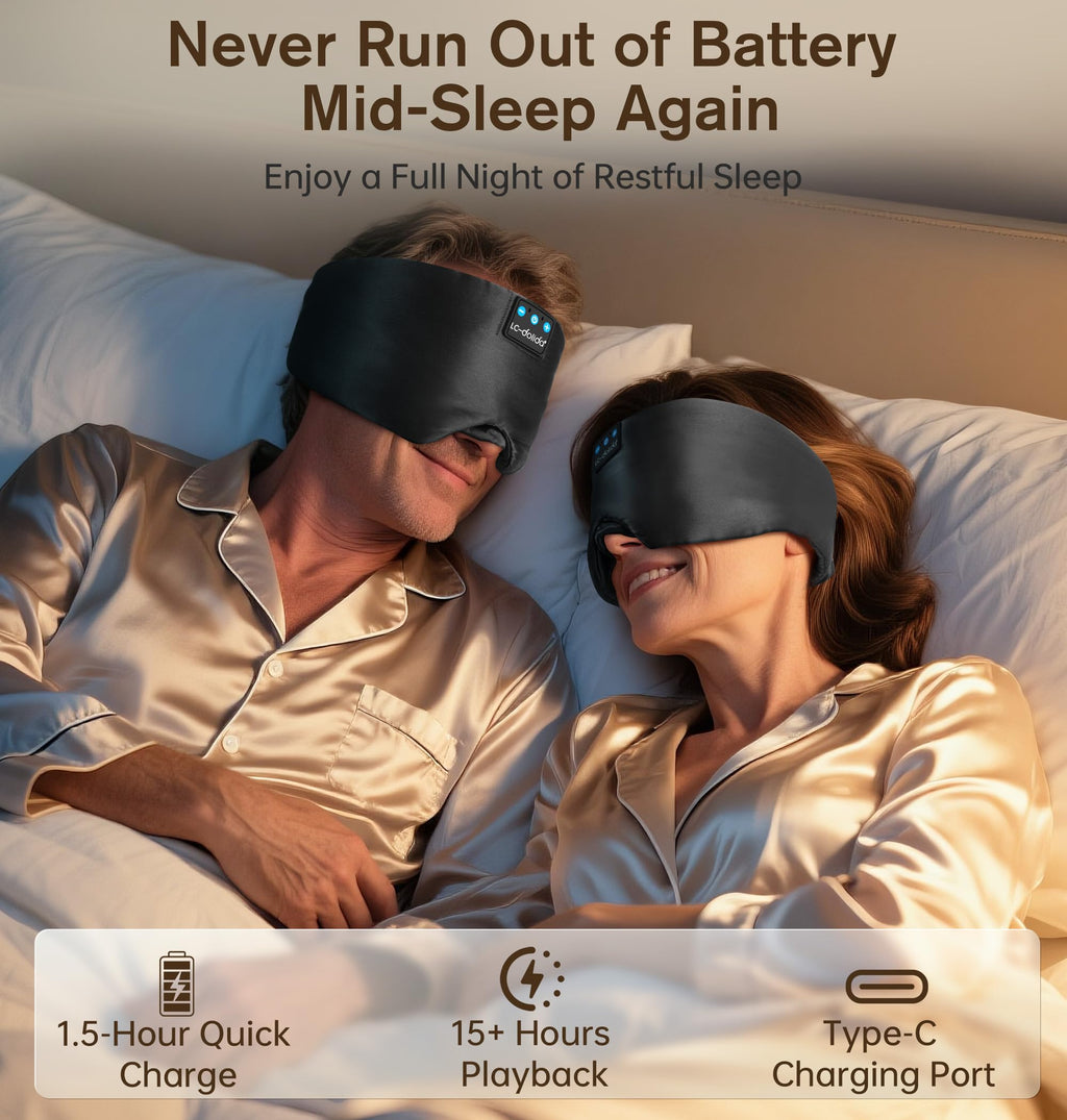 Silk Soft Sleep Mask with Bluetooth Black B718135
