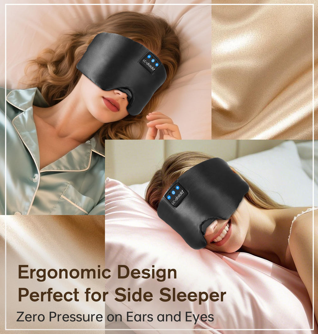 Silk Soft Sleep Mask with Bluetooth Black B718135
