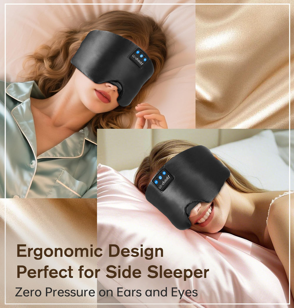 Silk Soft Sleep Mask with Bluetooth Black B718135