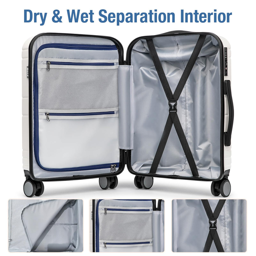 White 20 Inch Hardshell Carry On Luggage H6040