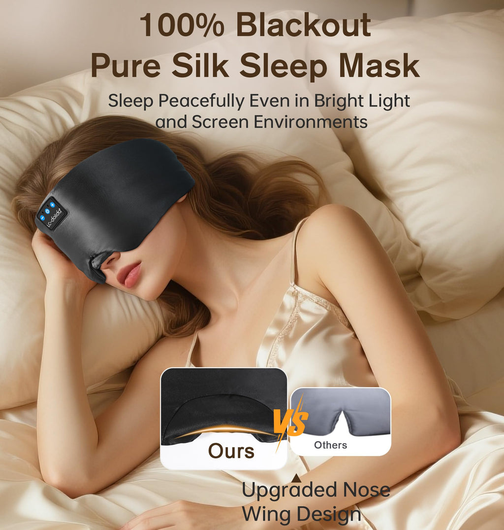 Silk Soft Sleep Mask with Bluetooth Black B718135