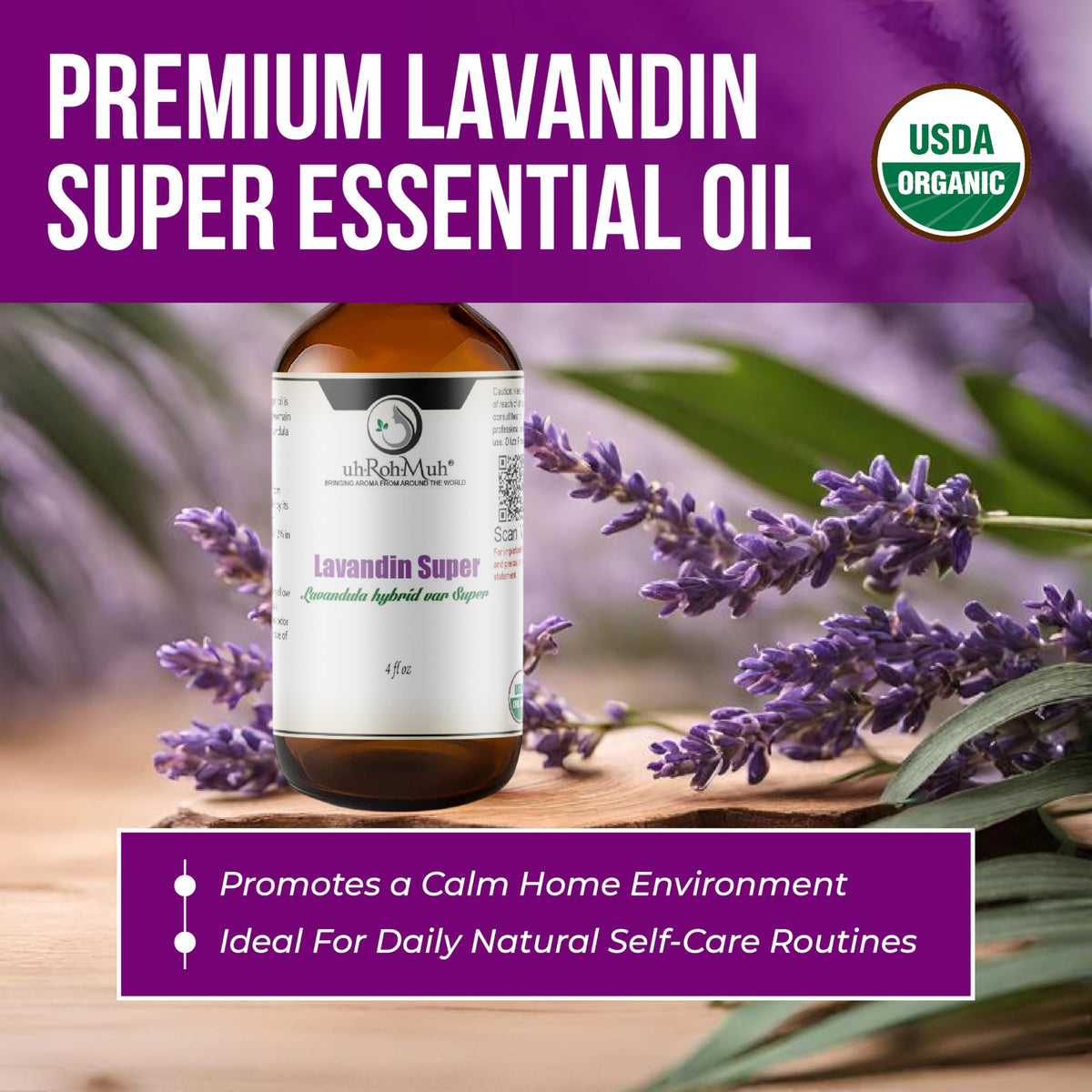 Organic Lavandin Super Essential Oil 4 Fl Oz N67137