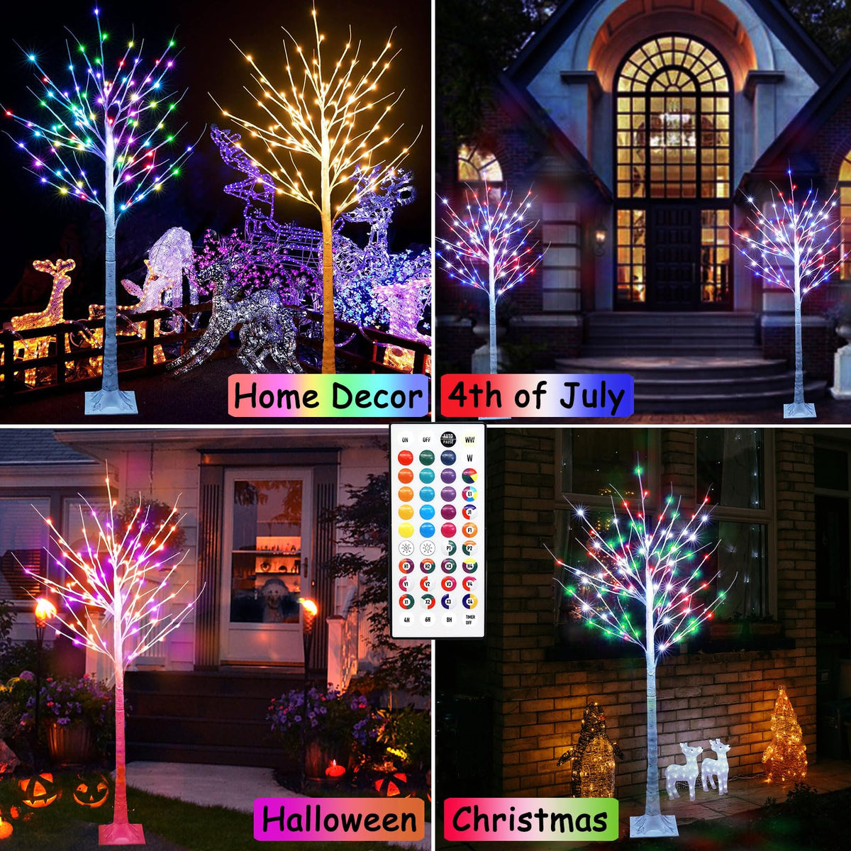 7Ft Birch Tree with LED Lights U7533