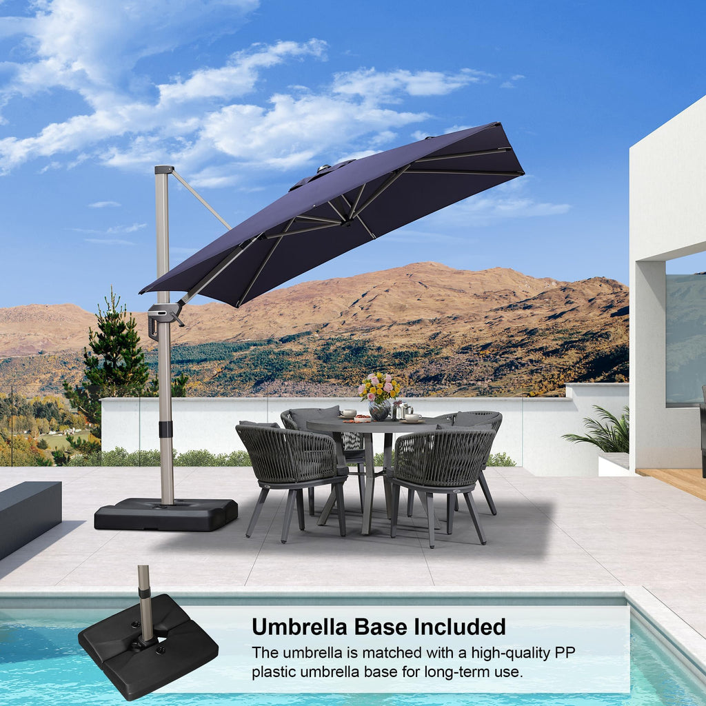 Navy Blue Cantilever Umbrella with Base O657