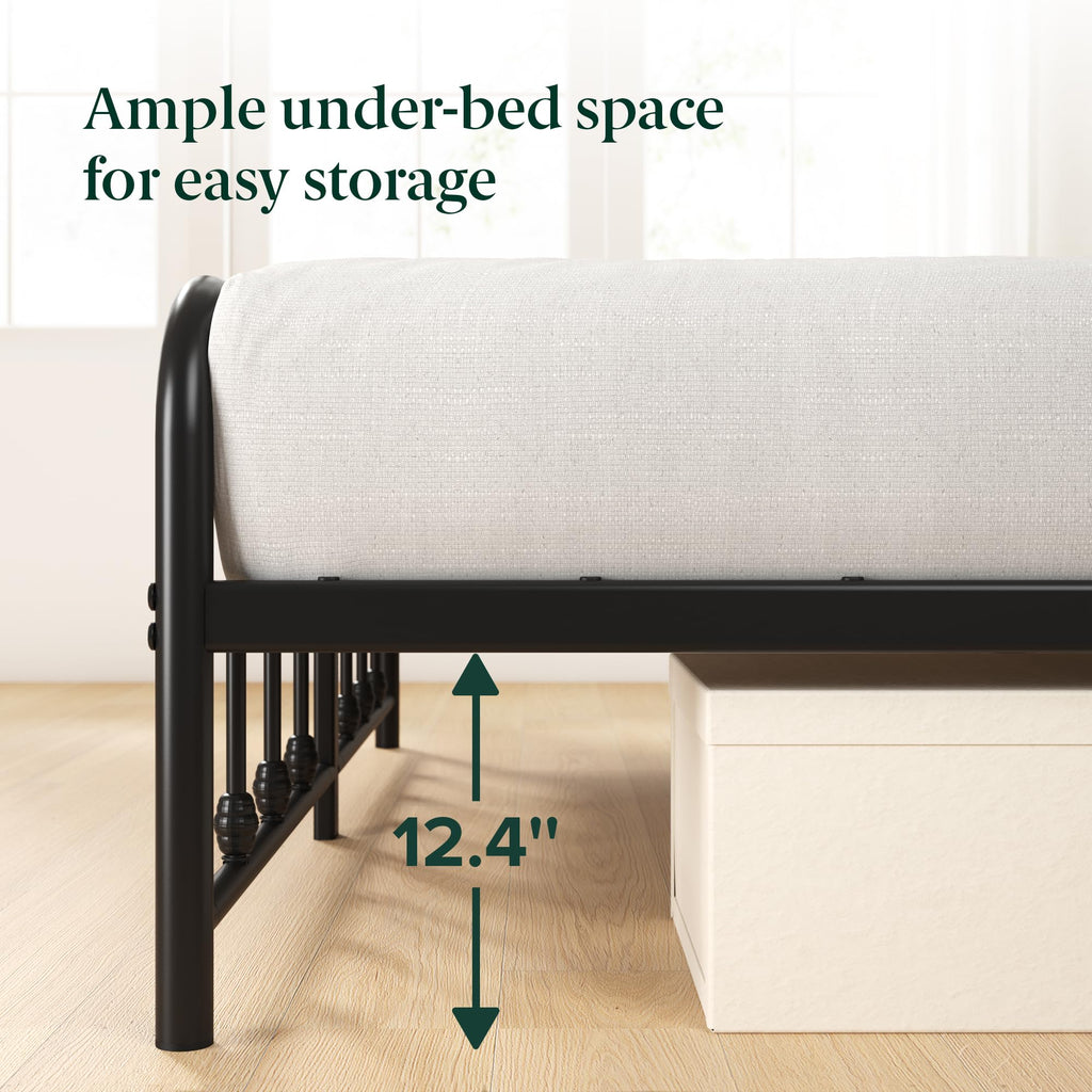 Queen Metal Platform Bed Frame with Spindle Headboard B595470