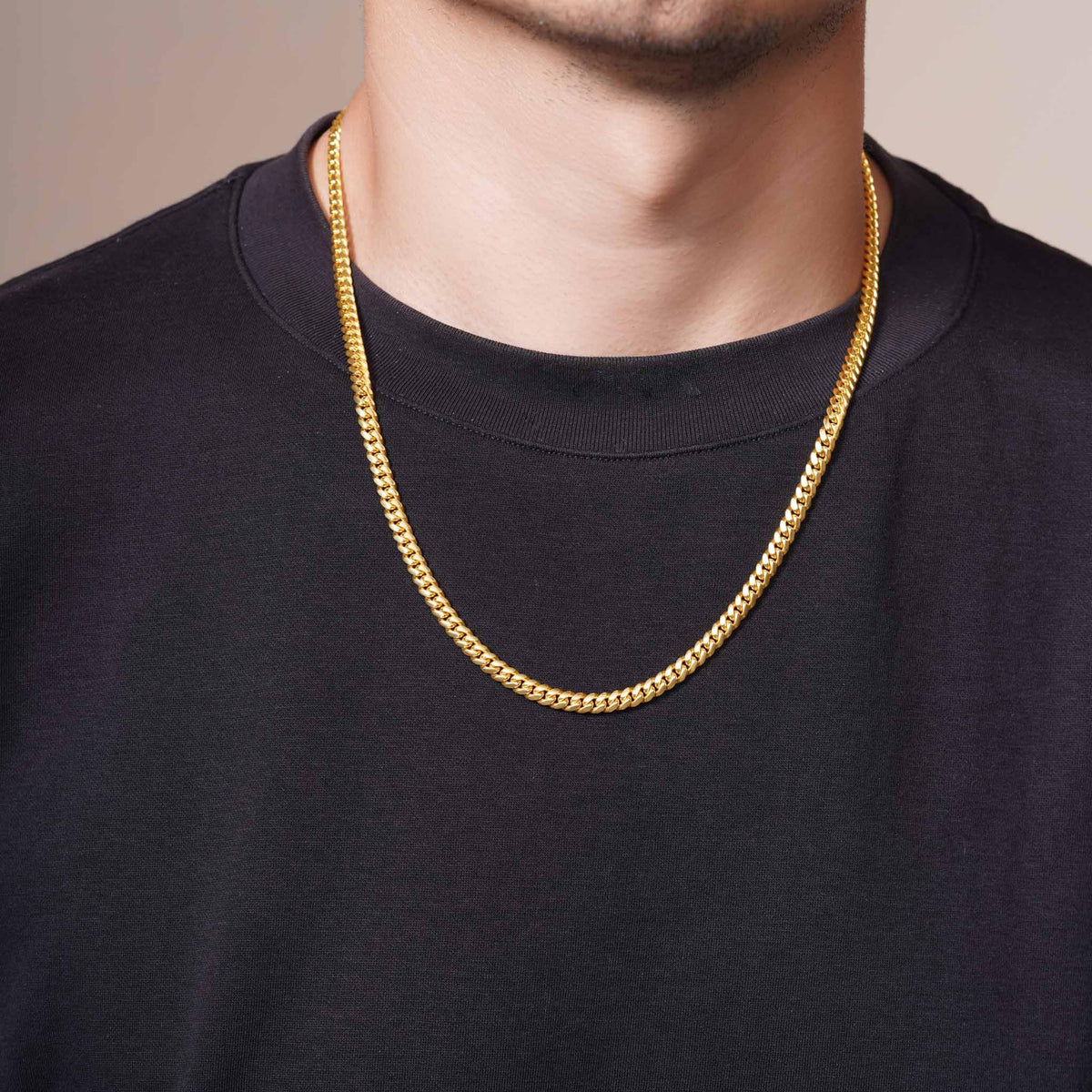 5.5mm Gold Vermeil Sterling Silver Cuban Link Chain Necklace A98234