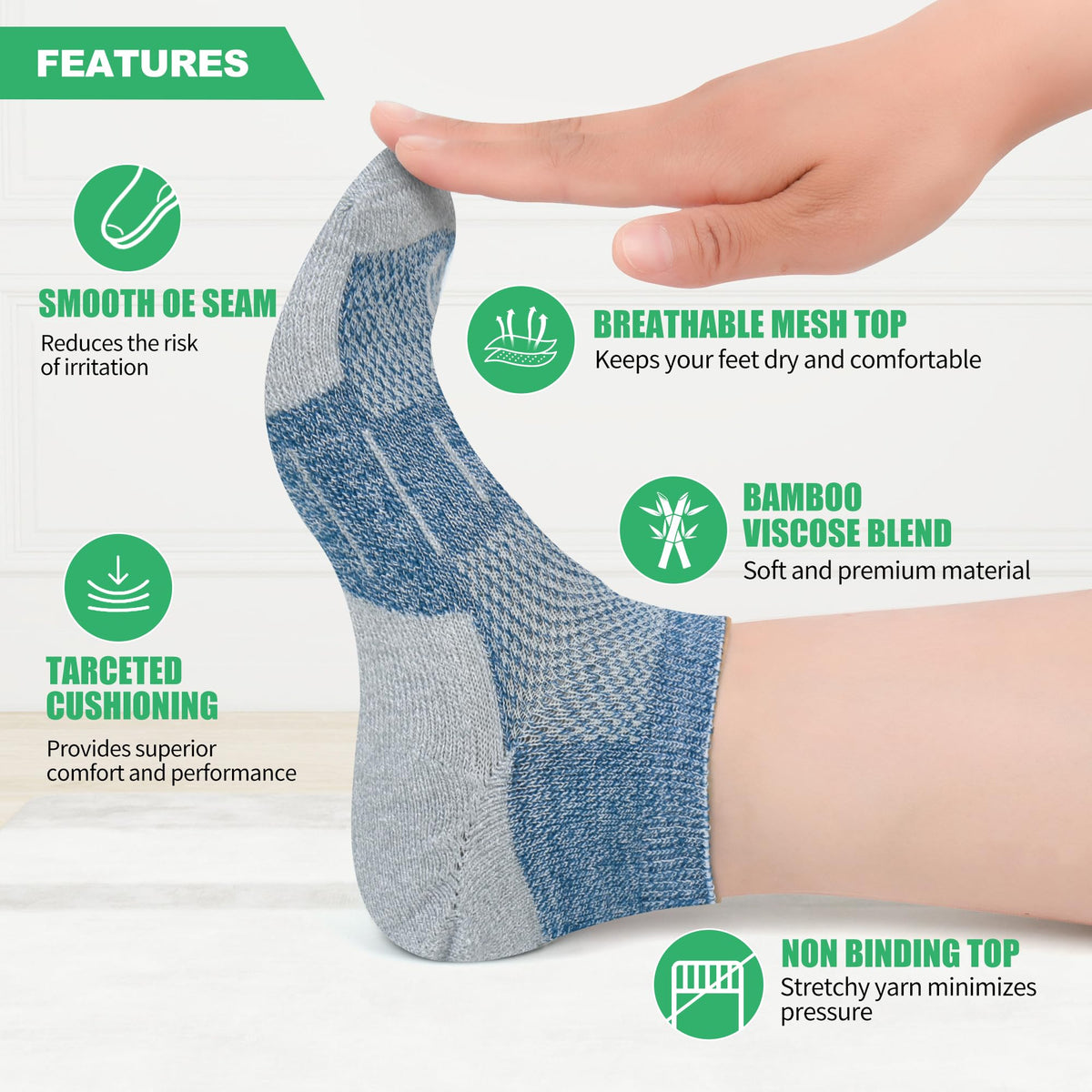 Diabetic Socks for Men, 12 Pairs Ankle & Low Cut Size 9-15 F995042
